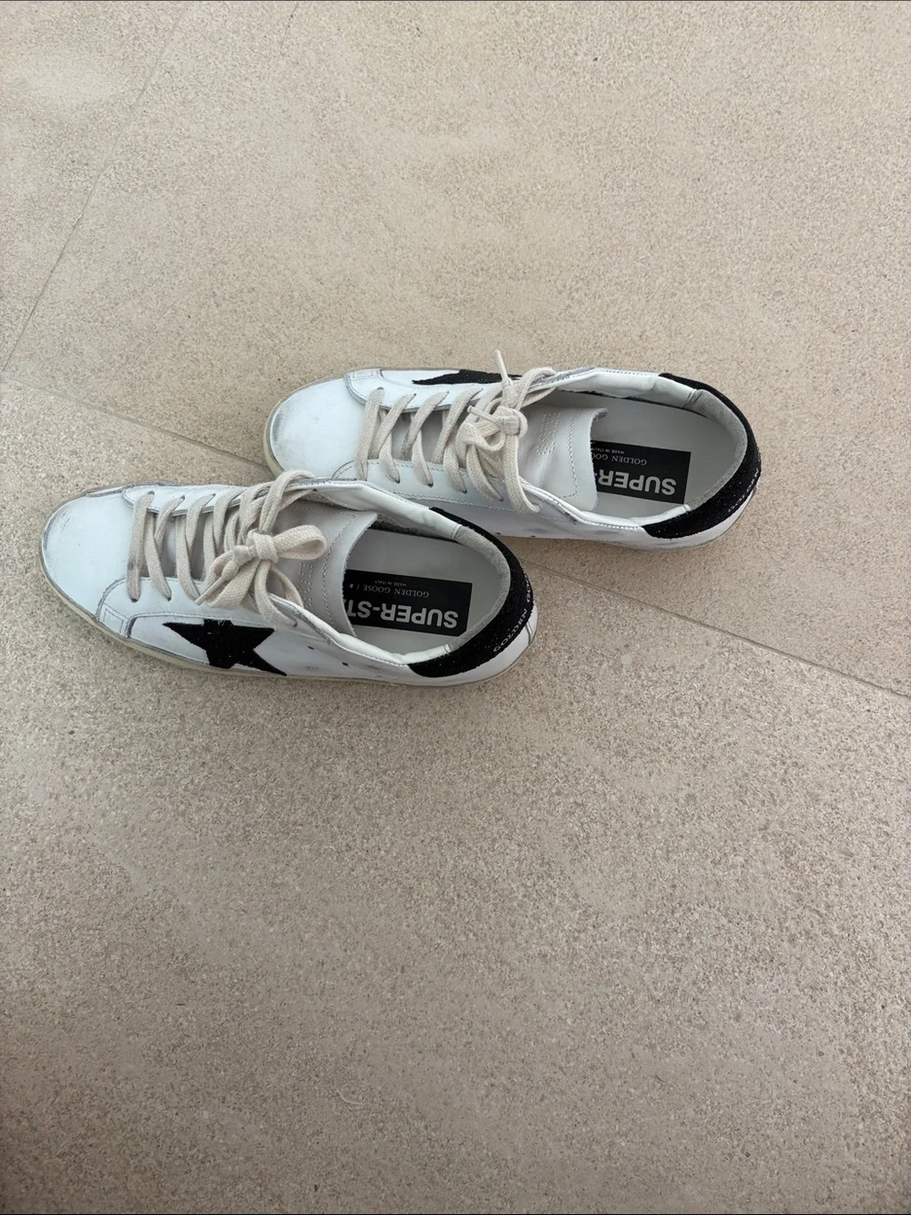 White & Black Leather golden goose Sneakers